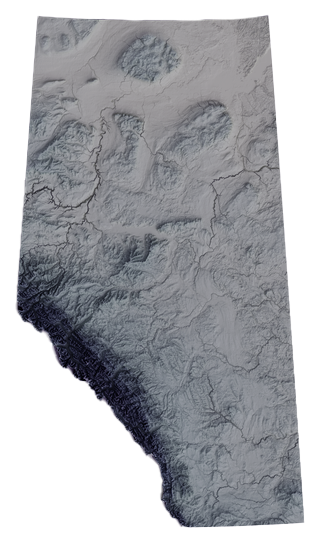 Topographic relief model of Alberta